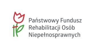 zdjęcie przedstawia logotyp państwowego funduszu rehabilitacji osób niepełnosprawnych. Na białym tle jest czarny napis, a po jego prawej stronie jest grafika pokazująca tulipana, wspieranego przez zielony patyk. 