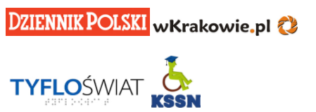 Logotypy Patronów medialnych: Dziennika Polskiego, Kwartalnika Tyfloświat, portalu wkrakowie.pl oraz KSSN
