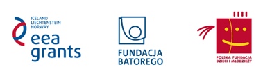 Tyrzy logotypy: Funduszy Norweskich, Fundacji Batorego oraz Polskiej Fundacji Dzieci i młodzieży