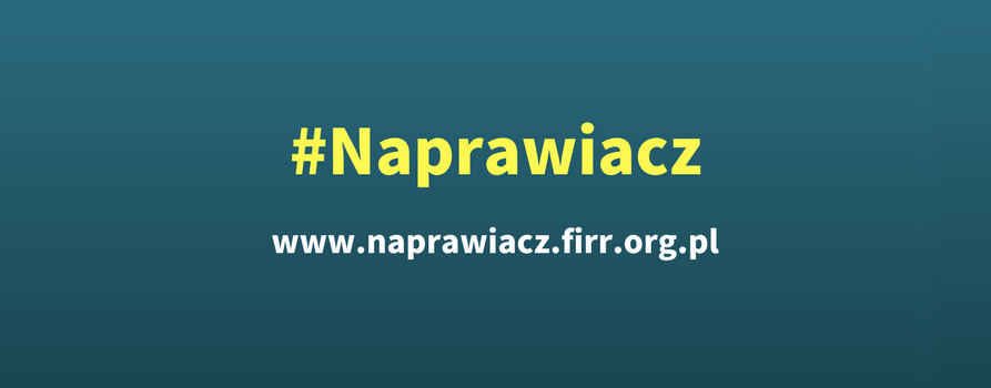 Logotyp aplikacji #Naprawiacz i adres strony www.naprawiacz.firr.org.pl