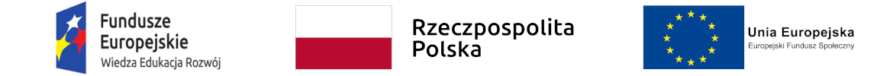 Logotypy Funduszy Europejskich, programu operacyjnego Wiedza Edukacja Rozwój, Rzeczpospolitej Polskiej i Unii Europejskiej