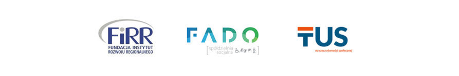 logotypy partnerów projektu bliżej dostępności - naszej fundacji, TUS Oraz FADO