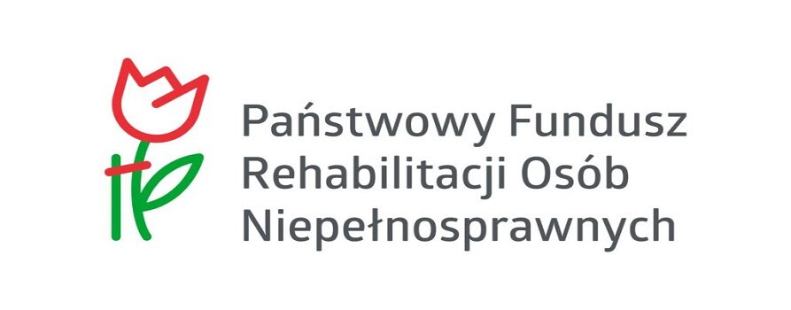 Logo Polskiego Funduszu Rehabilitacji Osób z Niepełnosprawnościami. Rysunek tulipana na białym tle