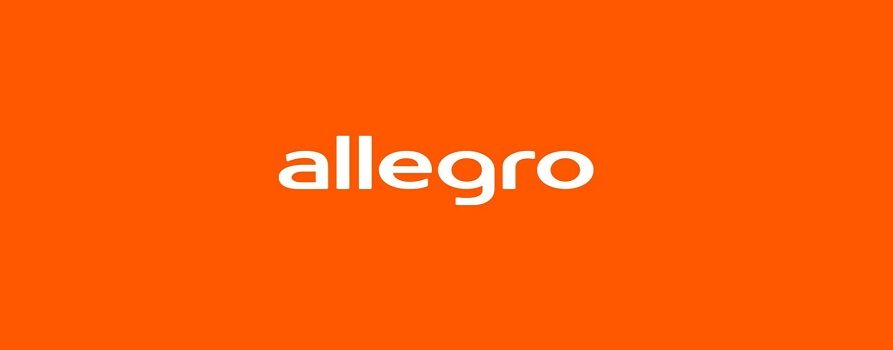 Logo allegro: biały napis allegro na pomarańczowym tle