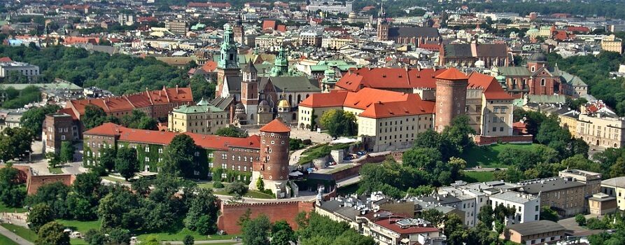 Panorama miasta Krakowa z widokiem na Wawel