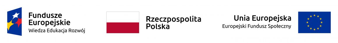 Logotypy Funduszy Europejskich, programu operacyjnego Wiedza Edukacja Rozwój, Rzeczpospolitej Polskiej i Unii Europejskiej