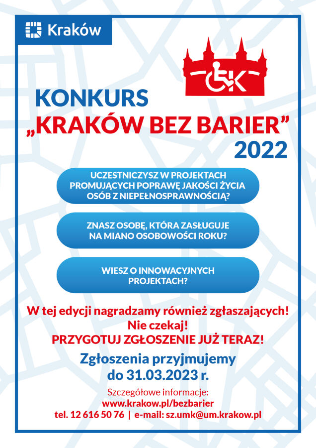 Plakat konkursu Kraków bez Barier