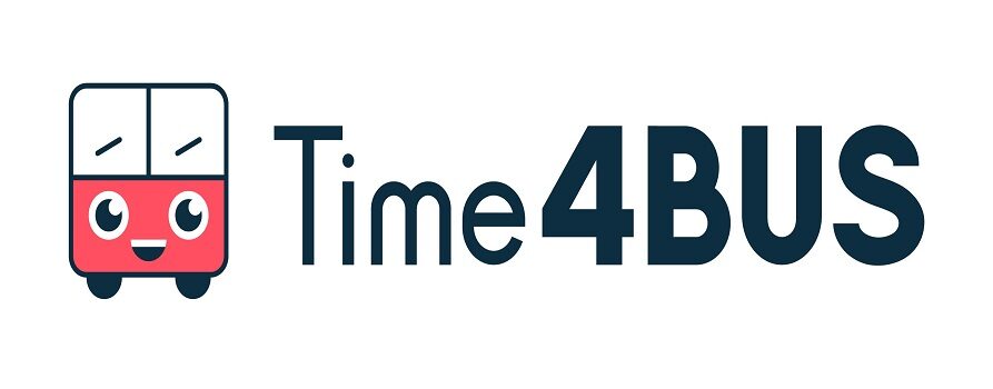 Logo aplikacji, na logotypie rysunek autobusu, napis Time4BUS