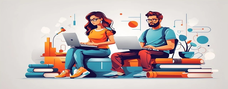 kobieta i mężczyzna pracujący na laptopie