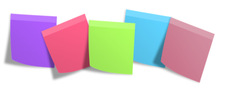 Pięć kolorowych karteczek typu post-it